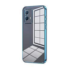 Per vivo iQOO U5 Custodia per telefono con foro sottile con placcatura trasparente (blu)