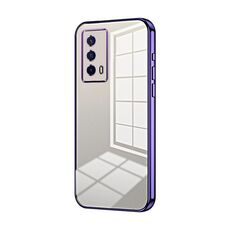 Per vivo iQOO Z5 Custodia per telefono con foro sottile con placcatura trasparente (viola)