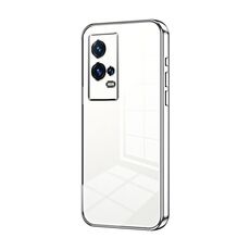 Per vivo iQOO 8 Pro Custodia per telefono con foro sottile con placcatura trasparente (Argento)