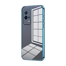 Per vivo iQOO 8 Custodia per telefono con foro sottile con placcatura trasparente (blu)