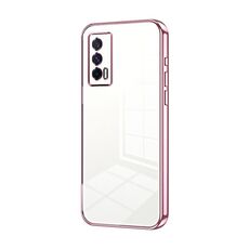 Per vivo iQOO Neo5 / iQOO 7 India Custodia per telefono con foro fine con placcatura trasparente (rosa)
