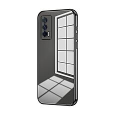 Per vivo iQOO Neo5 / iQOO 7 India Custodia per telefono con foro sottile con placcatura trasparente (nera)