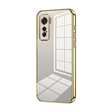 Per vivo iQOO 5 Custodia per telefono con foro sottile con placcatura trasparente (oro)