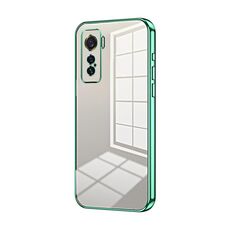 Per vivo iQOO 5 Custodia per telefono con foro sottile con placcatura trasparente (verde)