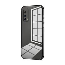 Per vivo iQOO Z1X Custodia per telefono con foro sottile con placcatura trasparente (nera)