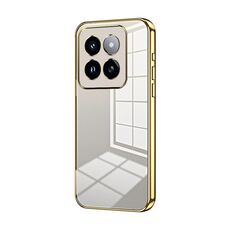 Per la custodia del telefono con foro fine con placcatura trasparente Xiaomi 14 Pro (oro)