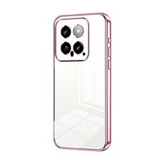 Per Xiaomi 14 Custodia per telefono con foro fine con placcatura trasparente (rosa)
