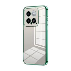 Per Xiaomi 14 Custodia per telefono con foro fine con placcatura trasparente (verde)