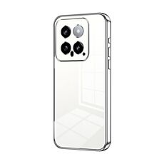 Per Xiaomi 14 Custodia per telefono con foro fine con placcatura trasparente (argento)