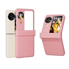 Per OPPO Find N3 Flip 3 in 1 Custodia protettiva per telefono con texture in fibra di carbonio con decalcomania all-inclusive (rosa)