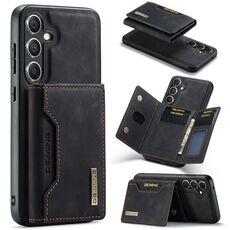 Per Samsung Galaxy S24+ 5G DG.MING Serie M2 Borsa multi-carta 3 pieghe + Custodia magnetica per telefono (Nero)