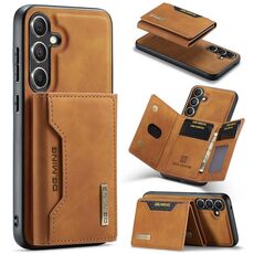 Per Samsung Galaxy S24+ 5G DG.MING Serie M2 Borsa multi-carta 3 pieghe + Custodia magnetica per telefono (marrone)