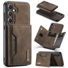 Per Samsung Galaxy S24+ 5G DG.MING Serie M2 Borsa multi-carta 3 pieghe + Custodia magnetica per telefono (caffè)