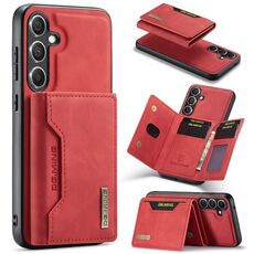 Per Samsung Galaxy S24+ 5G DG.MING Serie M2 Borsa multi-carta 3 pieghe + Custodia magnetica per telefono (Rosso)