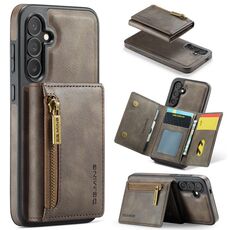 Per Samsung Galaxy S24+ 5G DG.MING Serie M5 Custodia per telefono in pelle staccabile con cerniera multischeda RFID (caffè)