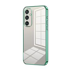 Custodia per telefono con foro fine con placcatura trasparente per Samsung Galaxy S24+ 5G (verde)