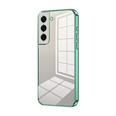 Per Samsung Galaxy S22 5G Custodia per telefono con foro fine con placcatura trasparente (verde)
