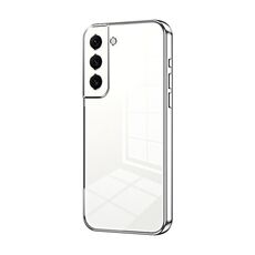 Per Samsung Galaxy S22 5G Custodia per telefono con foro fine con placcatura trasparente (Argento)