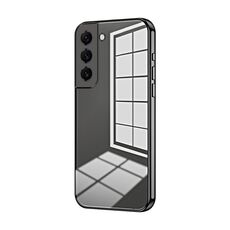 Per Samsung Galaxy S22 5G Custodia per telefono con foro fine con placcatura trasparente (nera)