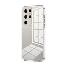 Per Samsung Galaxy S21 Ultra 5G Custodia per telefono con foro fine con placcatura trasparente (trasparente)