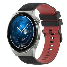 Per Huawei Watch GT3 Pro 43mm 20mm Cinturino in silicone bicolore a scacchi (nero + rosso)