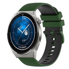 Per Huawei Watch GT3 Pro 43mm 20mm Cinturino in silicone bicolore a scacchi (verde amy + nero)
