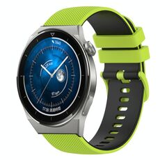 Per Huawei Watch GT3 Pro 43mm 20mm Cinturino in silicone bicolore a scacchi (verde lime + nero)