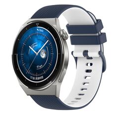 Per Huawei Watch GT3 42mm 20mm Cinturino in silicone bicolore a scacchi (blu scuro + bianco)