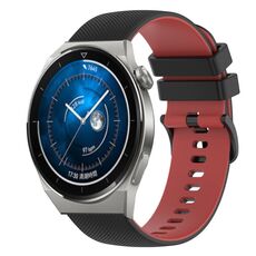 Per Huawei Watch GT3 42mm 20mm Cinturino in silicone bicolore a scacchi (nero + rosso)
