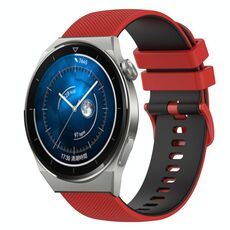 Per Huawei Watch GT3 42mm 20mm Cinturino in silicone bicolore a scacchi (rosso + nero)