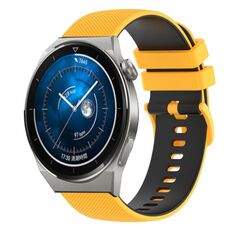 Per Huawei Watch GT3 42mm 20mm Cinturino in silicone bicolore a scacchi (giallo + nero)