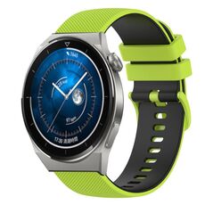 Per Huawei Watch GT3 42mm 20mm Cinturino in silicone bicolore a scacchi (verde lime + nero)
