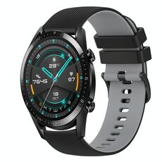 Per Huawei Watch GT2 42mm 20mm Cinturino in silicone bicolore a scacchi (nero + grigio)