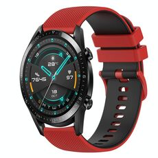 Per Huawei Watch GT2 42mm 20mm Cinturino in silicone bicolore a scacchi (rosso + nero)