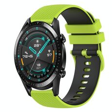 Per Huawei Watch GT2 42mm 20mm Cinturino in silicone bicolore a scacchi (verde lime + nero)