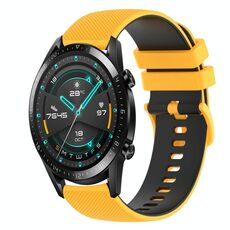 Per Huawei Watch 2 Cinturino in silicone bicolore a scacchi da 20 mm (giallo + nero)