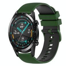 Per Huawei Watch 2 Cinturino in silicone bicolore a scacchi da 20 mm (verde Amy + nero)