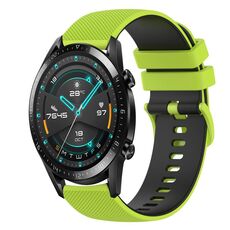 Per Huawei Watch 2 Cinturino in silicone bicolore a scacchi da 20 mm (verde lime + nero)