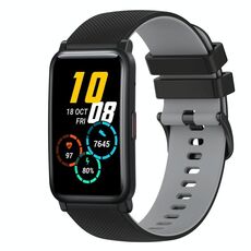 Cinturino per orologio in silicone bicolore a scacchi da 20 mm For Honor Watch ES (nero + grigio)