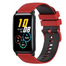 Cinturino per orologio in silicone bicolore a scacchi da 20 mm For Honor Watch ES (rosso + nero)