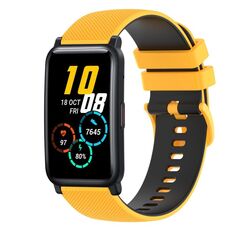 Cinturino per orologio in silicone bicolore a scacchi da 20 mm For Honor Watch ES (giallo + nero)