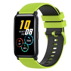 Cinturino per orologio in silicone bicolore a scacchi da 20 mm For Honor Watch ES (verde lime + nero)