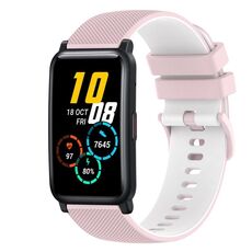 Cinturino per orologio in silicone bicolore a scacchi da 20 mm For Honor Watch ES (rosa + bianco)