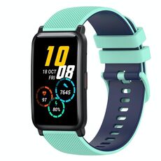 Cinturino per orologio in silicone bicolore a scacchi da 20 mm For Honor Watch ES (verde acqua + blu)