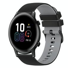 Cinturino per orologio in silicone bicolore a scacchi da 42 mm 20 mm per Honor MagicWatch2 (nero + grigio)