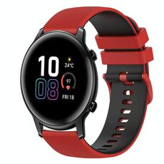 Cinturino per orologio in silicone bicolore a scacchi da 42 mm 20 mm per Honor MagicWatch2 (rosso + nero)