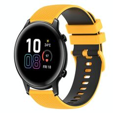 Cinturino per orologio in silicone bicolore a scacchi da 42 mm 20 mm per Honor MagicWatch2 (giallo + nero)