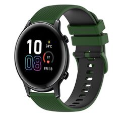 Cinturino per orologio in silicone bicolore a scacchi da 42 mm 20 mm per Honor MagicWatch2 (verde amy + nero)