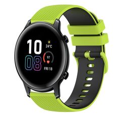 Cinturino per orologio in silicone bicolore a scacchi da 42 mm 20 mm per Honor MagicWatch2 (verde lime + nero)