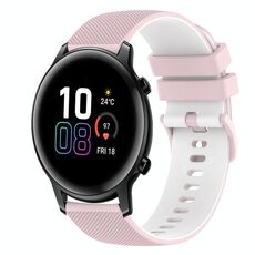 Cinturino per orologio in silicone bicolore a scacchi da 42 mm 20 mm per Honor MagicWatch2 (rosa + bianco)